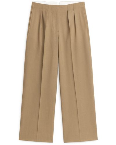 ARKET Hopsack Wool Trousers - Natural