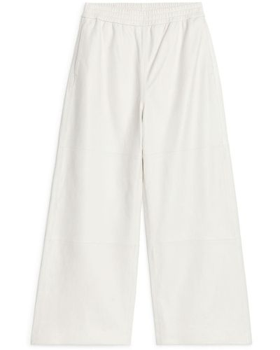ARKET Flared Leather Trousers - White