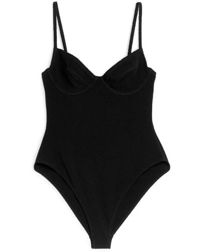 ARKET Wired Crinkle Swimsuit - Black
