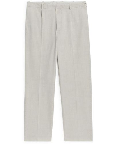 ARKET High Waist Cotton Trousers - White
