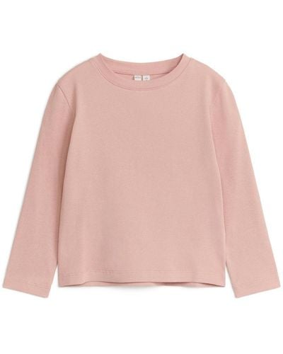 ARKET Langärmeliges, Geripptes T-Shirt - Pink