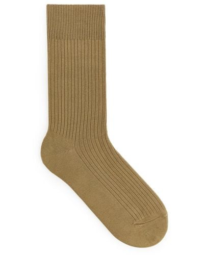 ARKET Supima Cotton Rib Socks - Natural