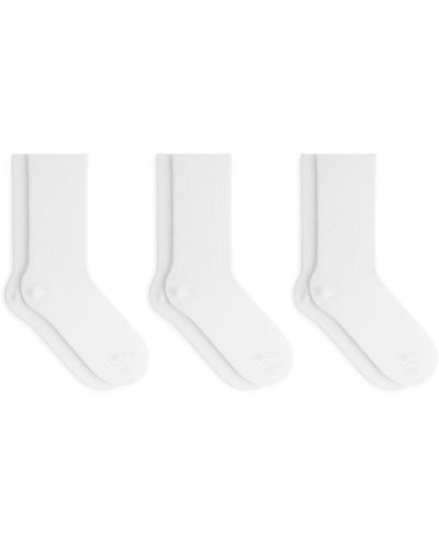 ARKET Cotton Rib Socks Set Of 3 - White