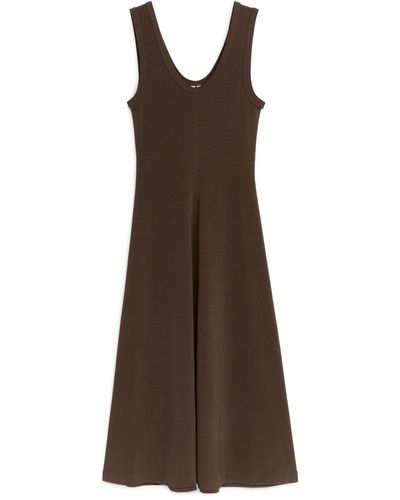 ARKET Rib Jersey Dress - Brown