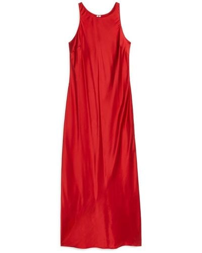 ARKET Silk Slip Dress - Red