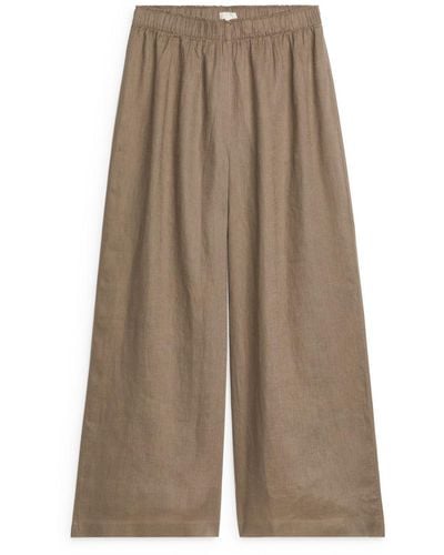 ARKET Wide Linen Trousers - Natural