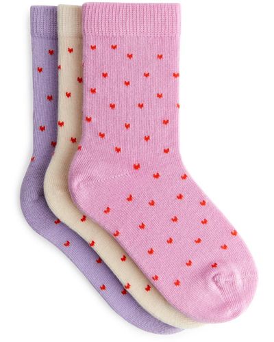 ARKET Cotton Socks Set Of 3 - Pink