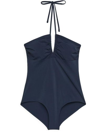 ARKET Matte Halterneck Swimsuit - Blue