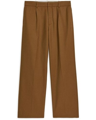 ARKET Wide Wool-blend Trousers - Brown