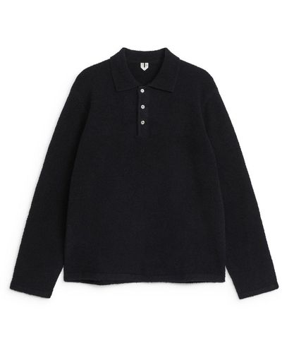 ARKET Knitted Polo Shirt - Black