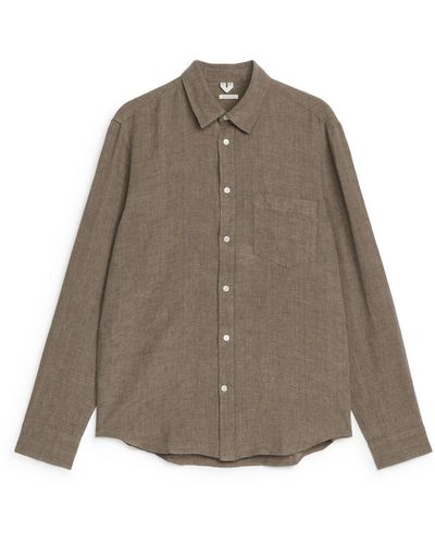ARKET Regular-fit Linen Shirt - Brown
