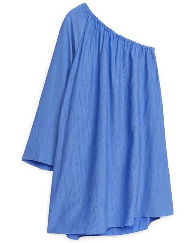 ARKET One-Shoulder-Kleid In Knitteroptik - Blau