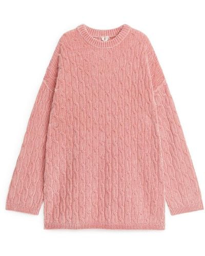ARKET Chenille-Pullover Mit Zopfmuster - Pink