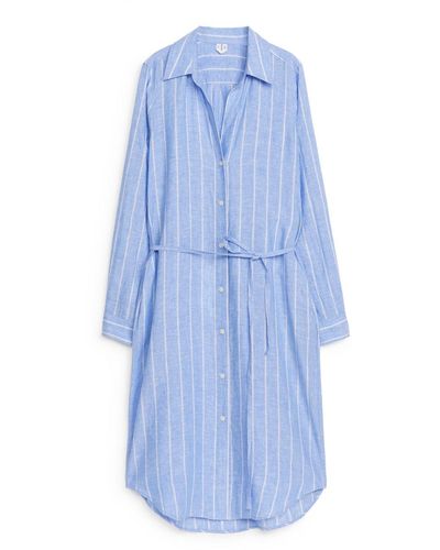 ARKET Linen Shirt Dress - Blue