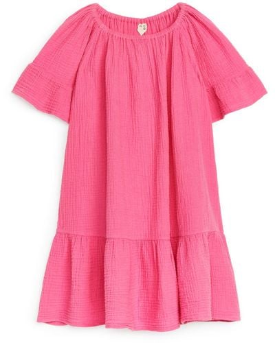 ARKET Cotton Muslin Dress - Pink