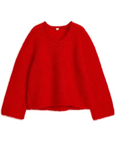 ARKET Loose-knit Wool-mohair Jumper - Red