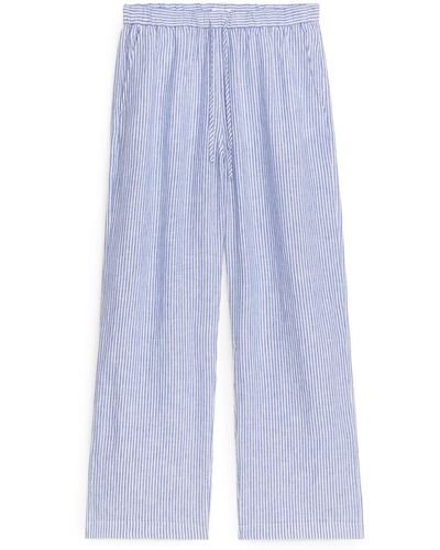 ARKET Linen Drawstring Trousers - Blue