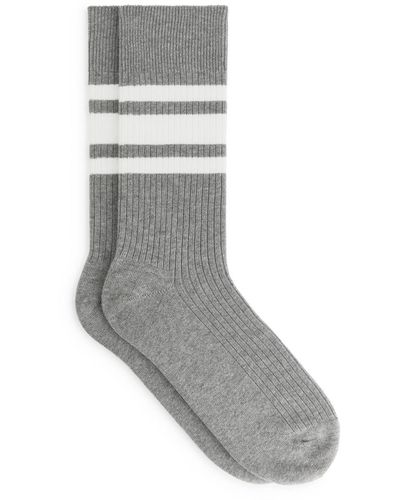 ARKET Supima Cotton Rib Socks - Grey