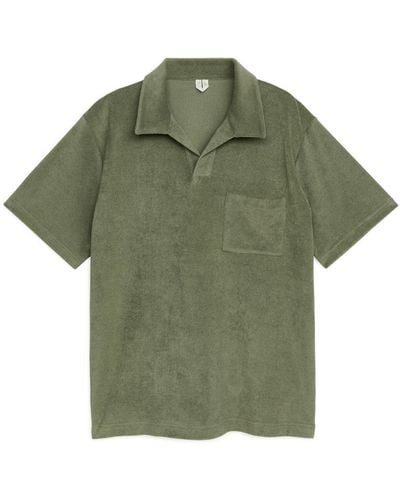 ARKET Cotton Towelling Polo Shirt - Green