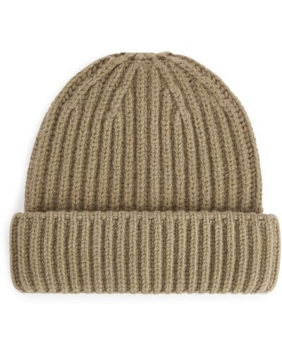 ARKET Ribbed Wool Beanie - Natural