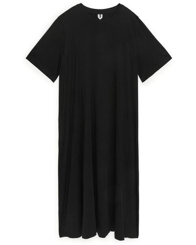 ARKET A-line T-shirt Midi Dress - Black