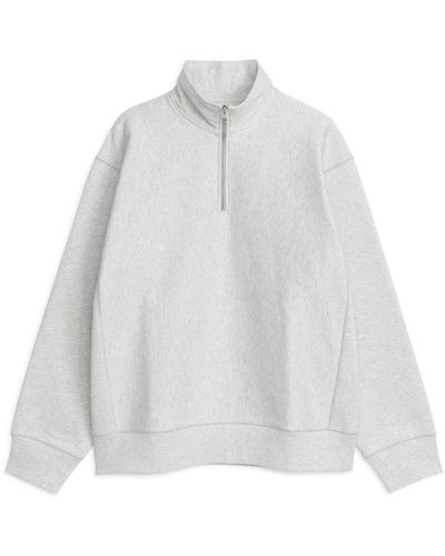 ARKET Schweres Sweatshirt Mit Kurzem Reißverschluss - Weiß