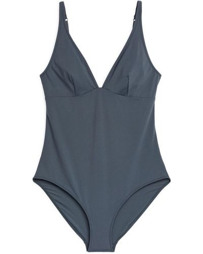 ARKET V-neck Swimsuit - Blue