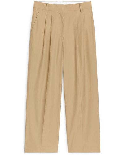 ARKET Wide Pleated Trousers - Natural