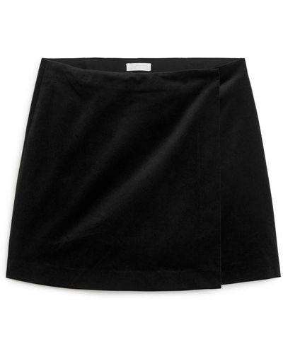 ARKET Velvet Wrap Skirt - Black