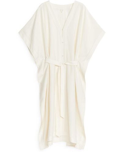 ARKET Crinkled Robe Dress - White