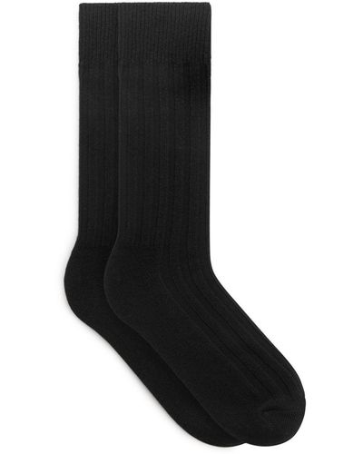 ARKET Ribbed Merino Boot Socks - Black