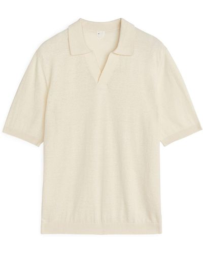 ARKET Cotton Linen Polo Shirt - White