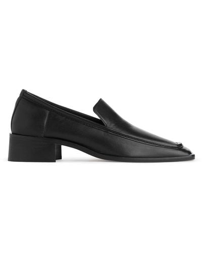 ARKET Square-toe Leather Loafers - Black