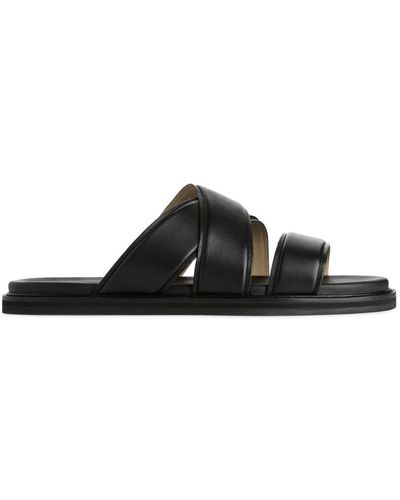 ARKET Leather Slide Sandals - Black