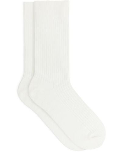ARKET Supima Cotton Rib Socks - White
