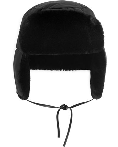 ARKET Faux Fur Trapper Hat - Black