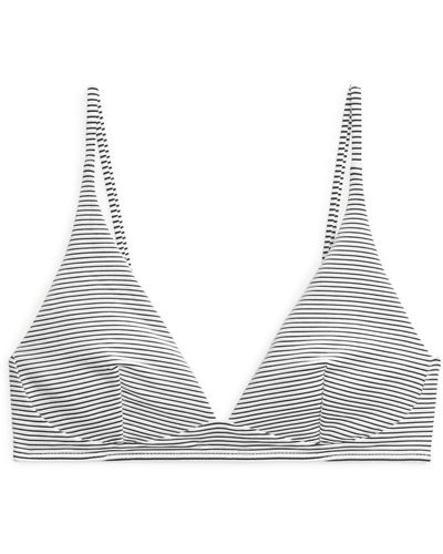 ARKET Striped Bikini Top - Grey