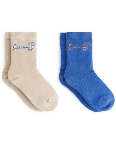 ARKET Cotton Socks, 2 Pairs - Blue