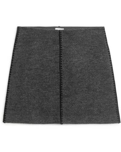 ARKET Boiled Wool Mini Skirt - Grey