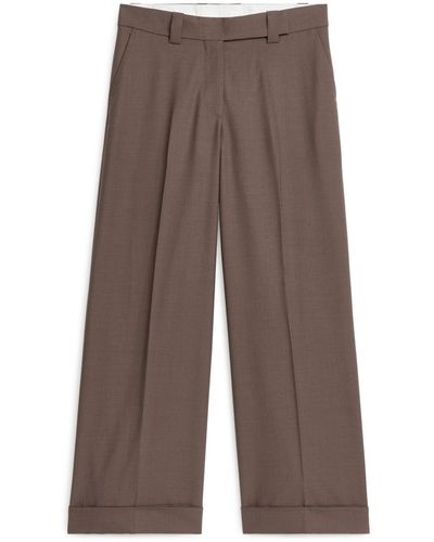 ARKET Turn Up Wool Trousers - Brown