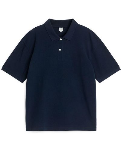 ARKET Short-sleeve Piqué Polo Shirt - Blue