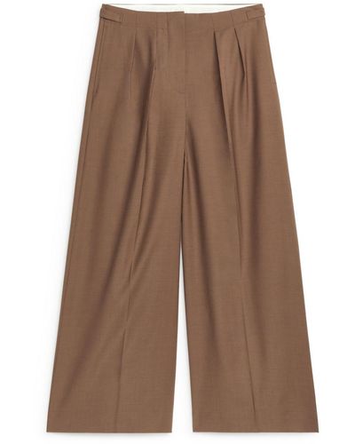 ARKET Relaxed Wool-blend Trousers - Brown