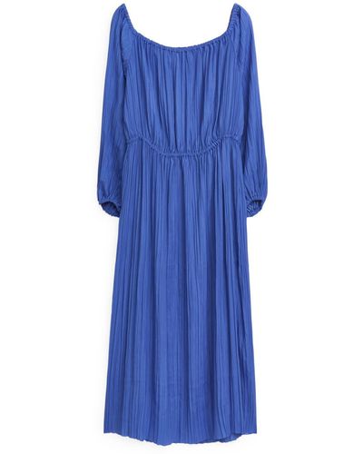 ARKET Crinkled Midi Dress - Blue