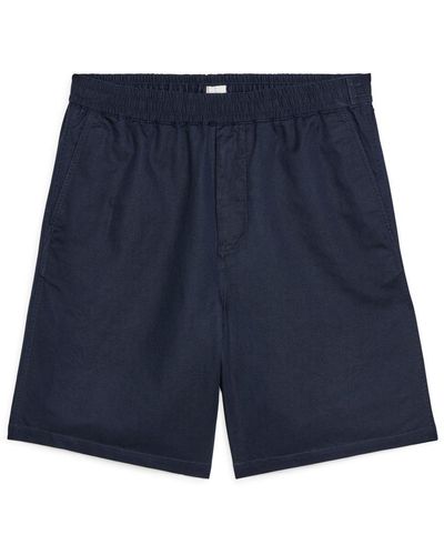 ARKET Baumwoll-Leinen-Shorts Mit Schnürung - Blau