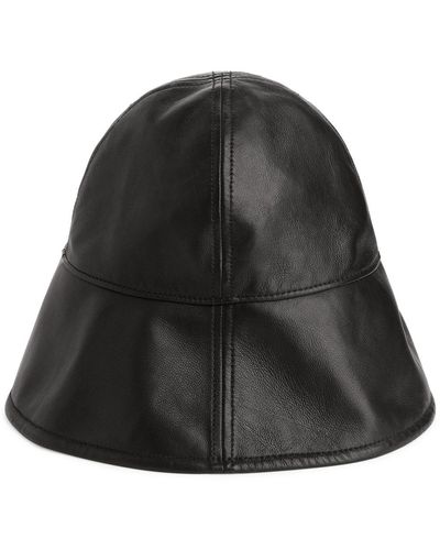 ARKET Leather Bucket Hat - Black