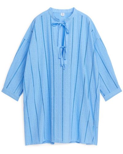 ARKET Embroidered Tunic Dress - Blue