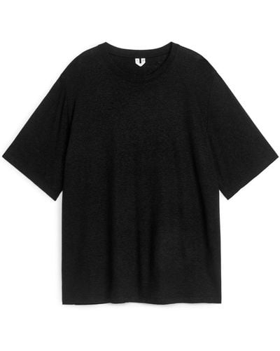 ARKET Oversized Linen-blend T-shirt - Black