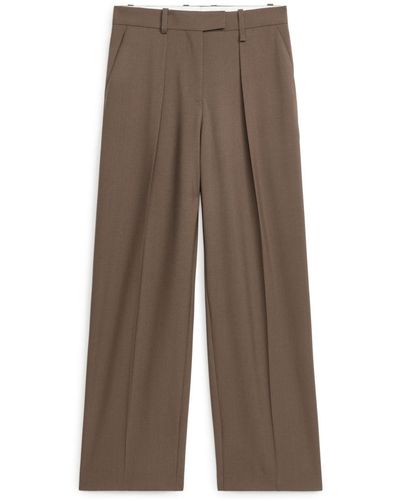 ARKET Hopsack Wool Trousers - Brown