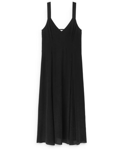 ARKET Midi Silk Dress - Black