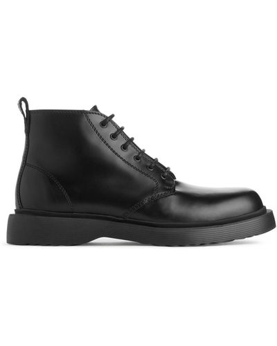 ARKET Lace-up Leather Boots - Black